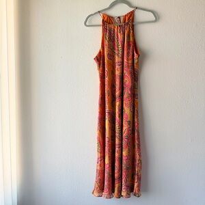 Ann Taylor Vibrant Paisley Maxi Dress - Orange and Pink